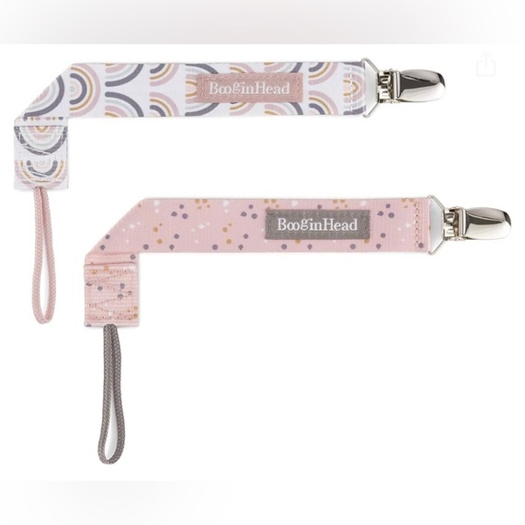4pack BooginHead Pacifier Clip Pacifier Holder PaciGrip Pink Rainbows new - Picture 9 of 12